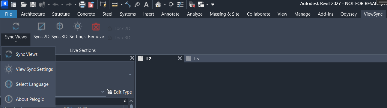 ViewSync ribbon and Sync Views dropdown